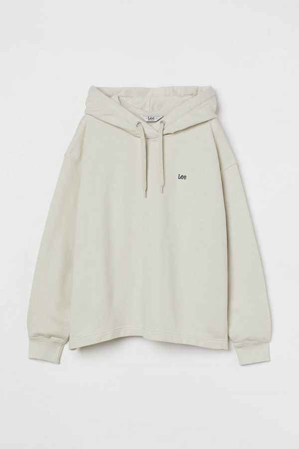 H&M Loose Hoodie med liten logo vit