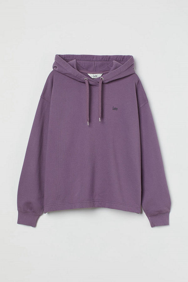 H&M Loose Hoodie med liten logo lila
