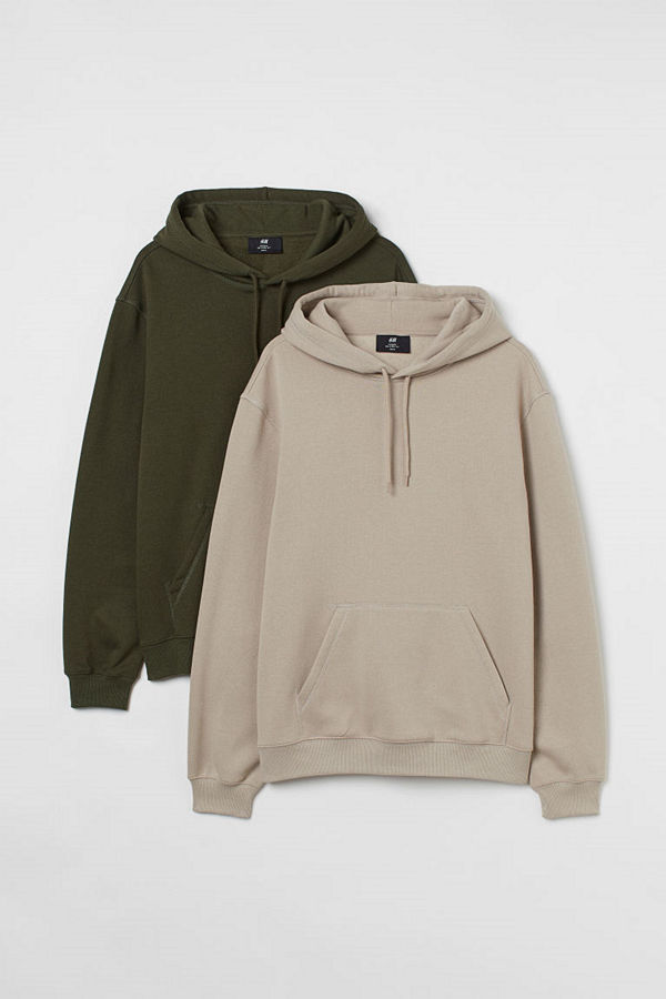 H&M 2-pack huvtröja Relaxed Fit brun
