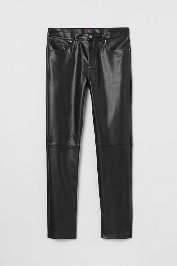 H&M Byxa i läderimitation Slim Fit svart