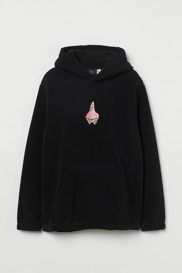 H&M Huvtröja i fleece svart