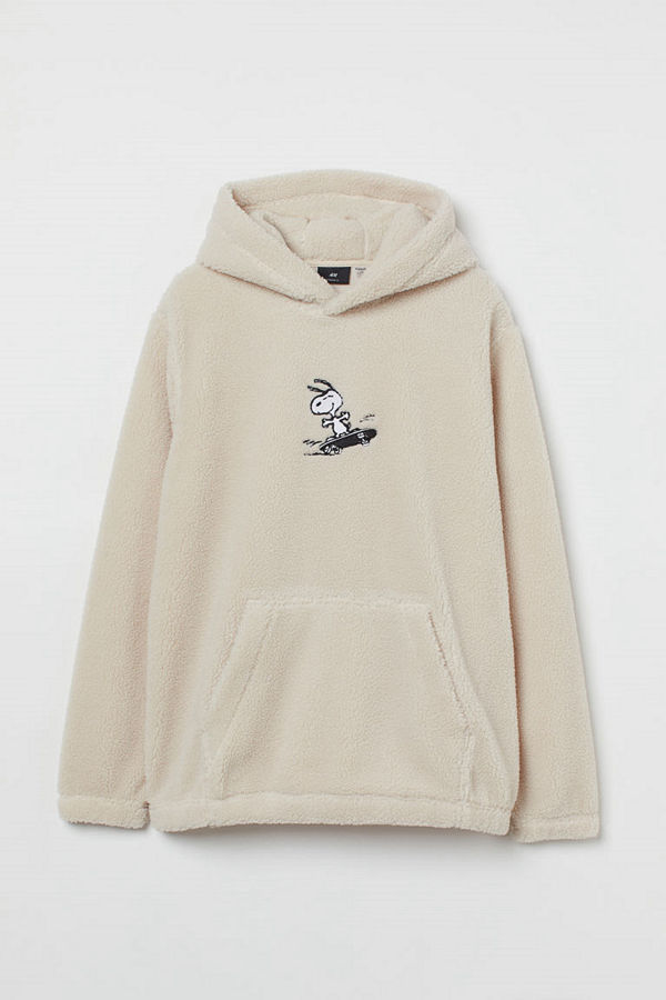 H&M Huvtröja i fleece beige