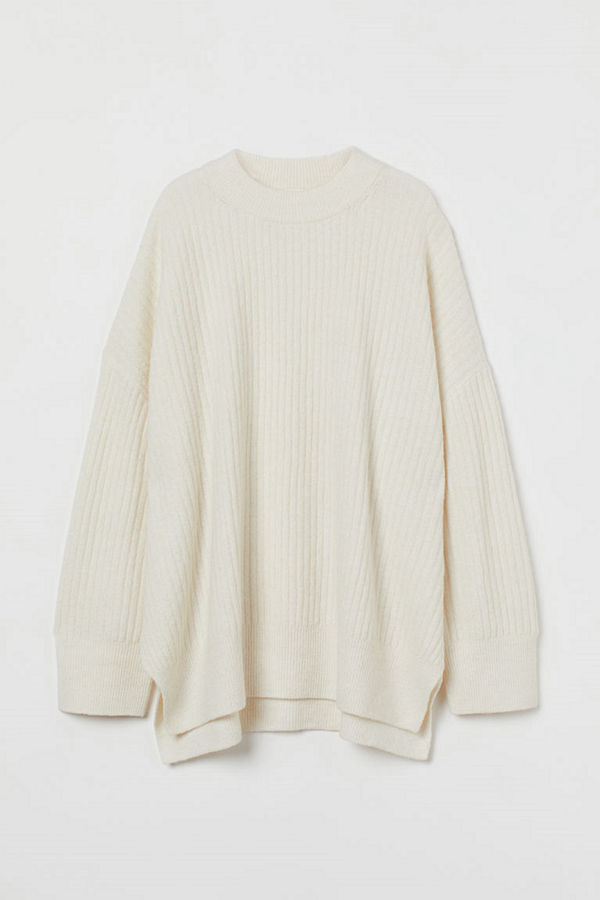 H&M Ribbstickad tröja vit