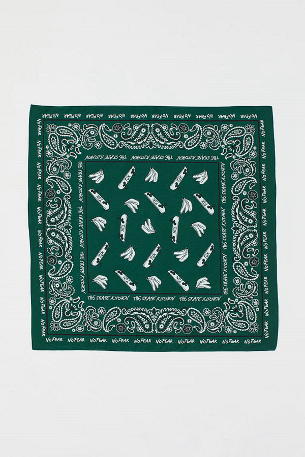 H&M Mönstrad scarf i bomull grön