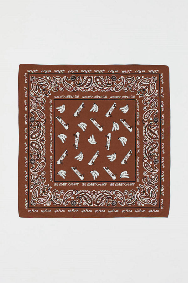 H&M Mönstrad scarf i bomull beige