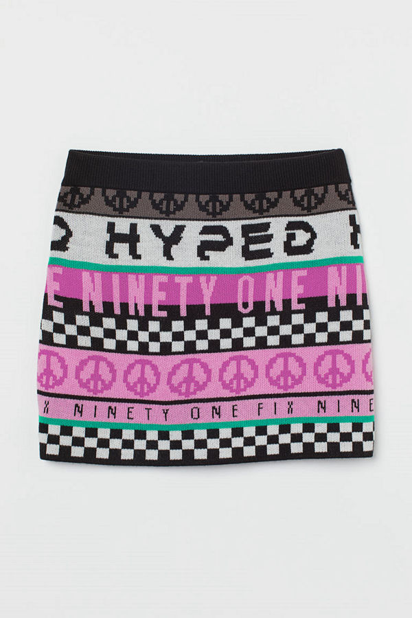 H&M Jacquard-knit skirt svart