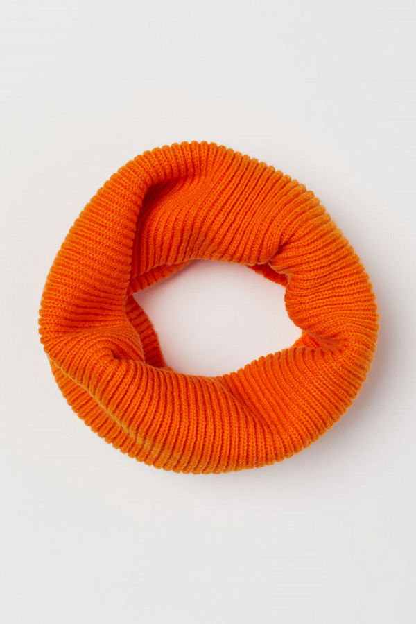 H&M Ribbstickad tubhalsduk orange