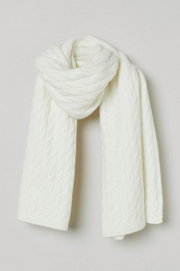 H&M Kabelstickad halsduk vit