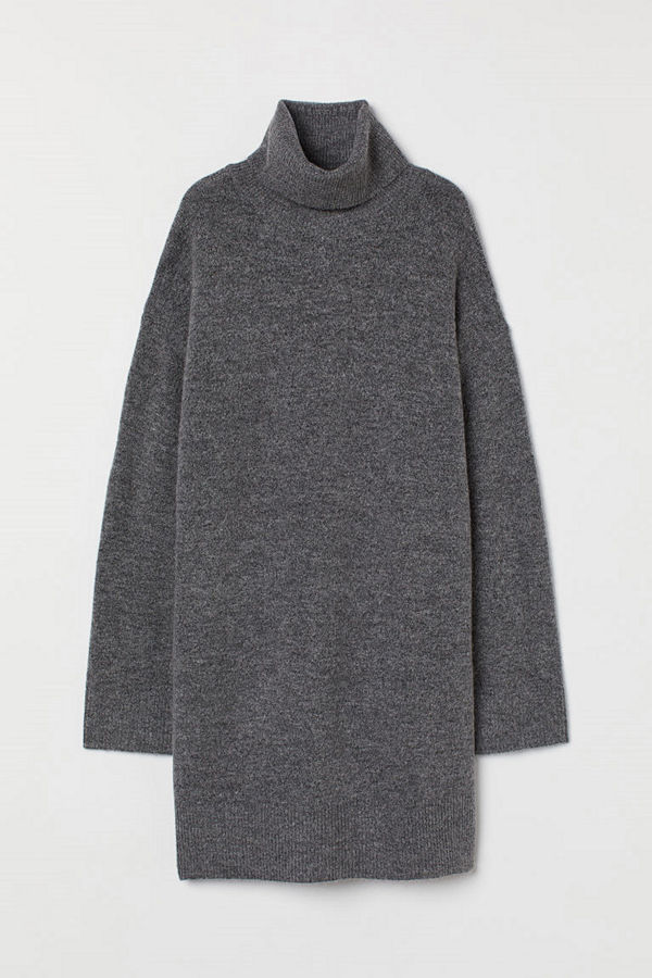 H&M Stickad polotröja grå