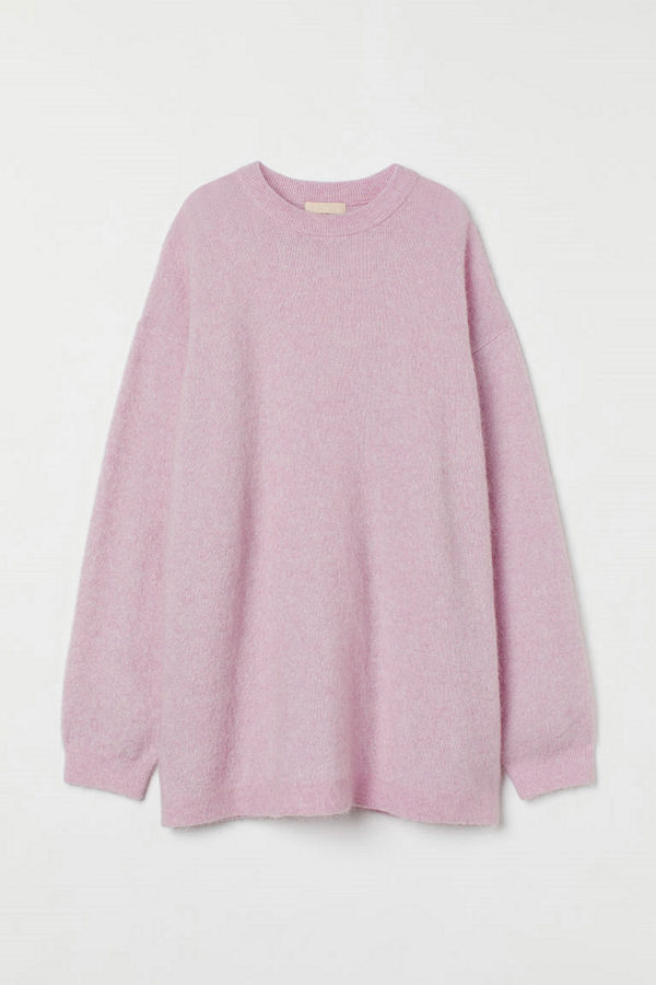 H&M Stickad tröja i mohairmix rosa