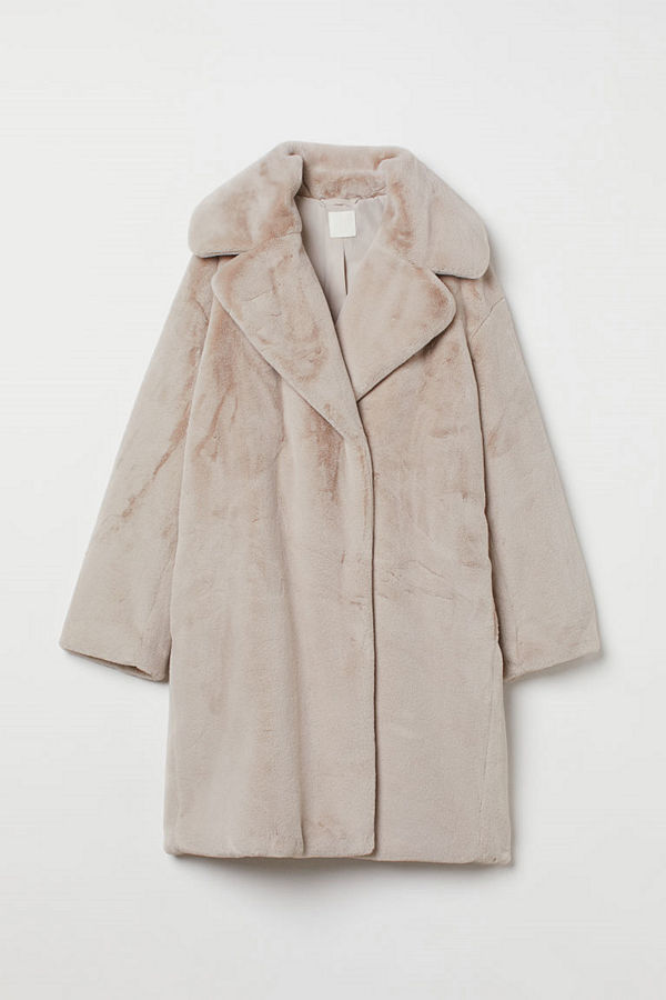 H&M Kappa i fuskpäls brun