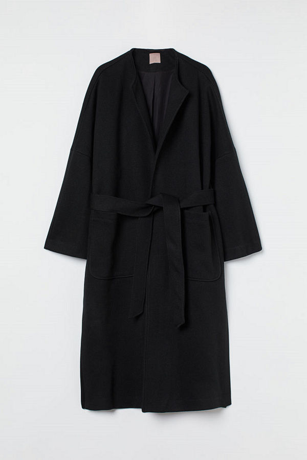 H&M H & M+ Lång kappa svart