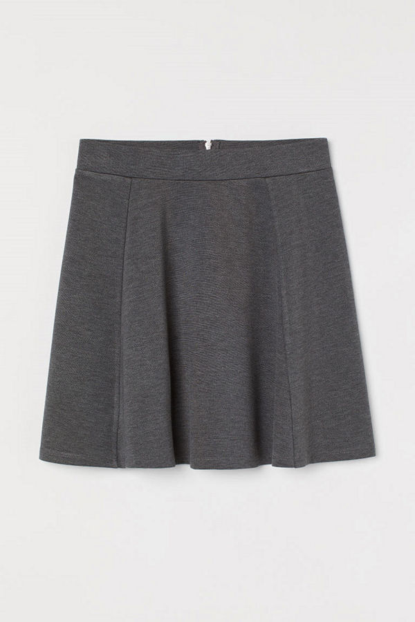 H&M Klockad trikåkjol grå