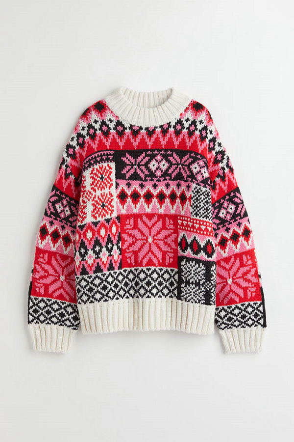 H&M Jacquardstickad tröja rosa