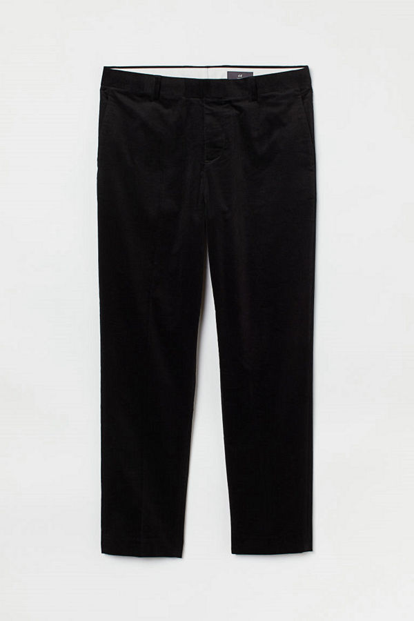 H&M Kostymbyxa i sammet Slim Fit svart