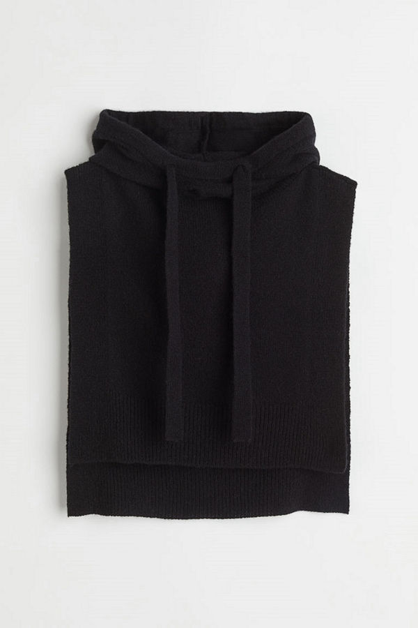 H&M Stickad huva i kashmirmix svart