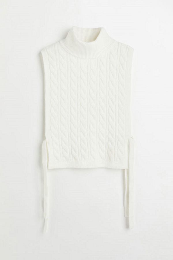 H&M Kabelstickad krage vit