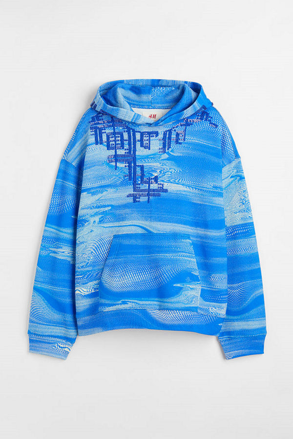 H&M Oversized huvtröja med paljetter blå