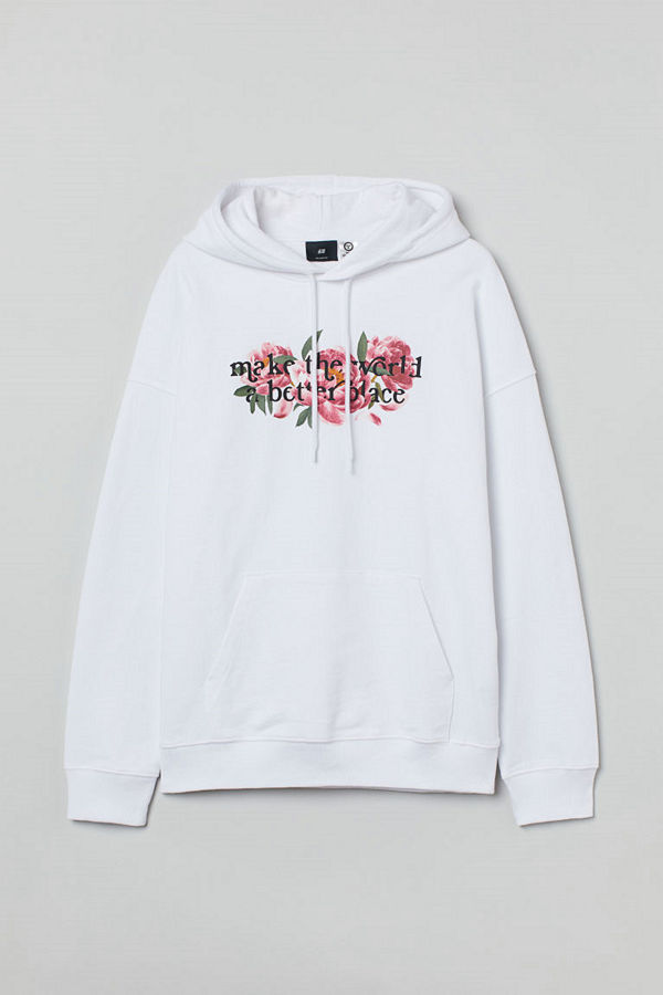 H&M Huvtröja i bomull Relaxed Fit vit