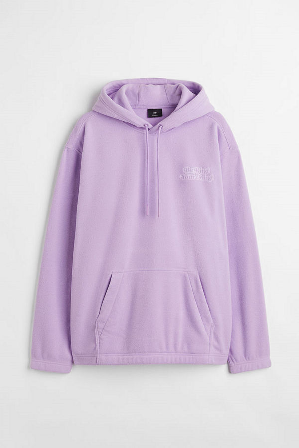 H&M Huvtröja i fleece Relaxed Fit lila