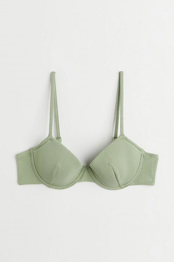 H&M Vadderad bikini-bh grön