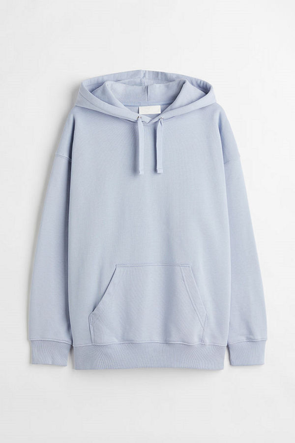 H&M Huvtröja i bomull Oversized Fit blå