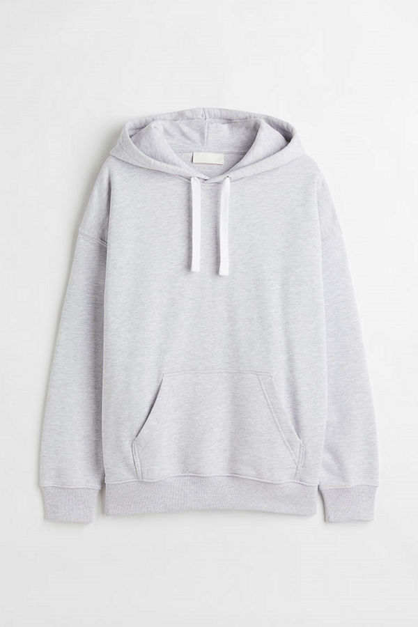 H&M Huvtröja i bomull Oversized Fit grå