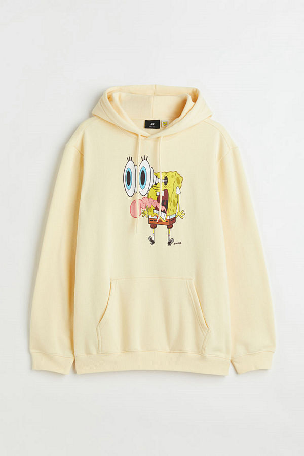 H&M Huvtröja med tryck gul
