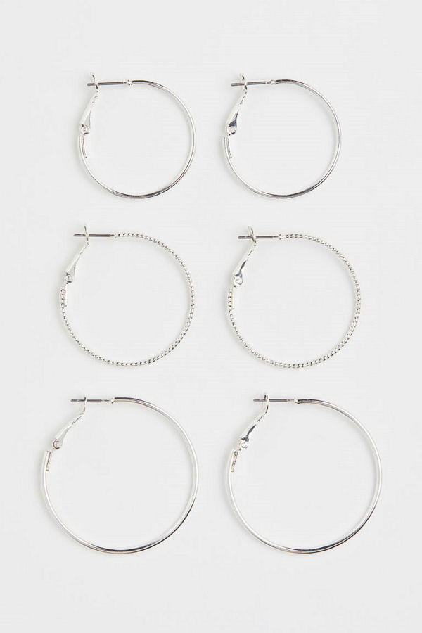 H&M 3 par runda örhängen silver