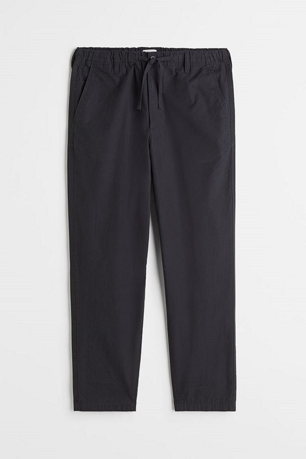 H&M Bomullsbyxa med dragsko Relaxed Fit svart