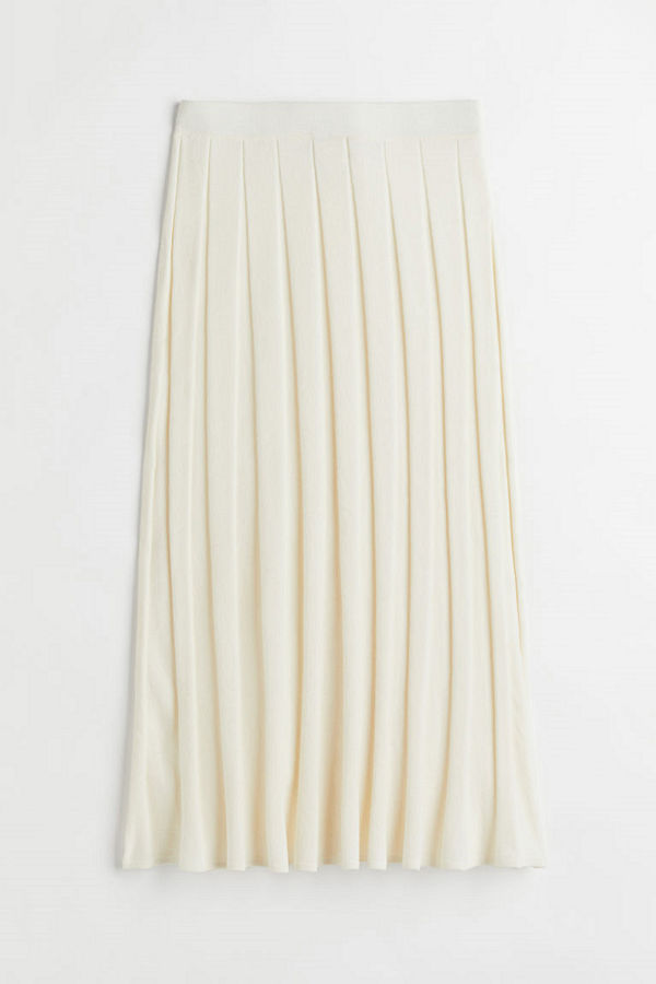 H&M Plisserad kjol vit