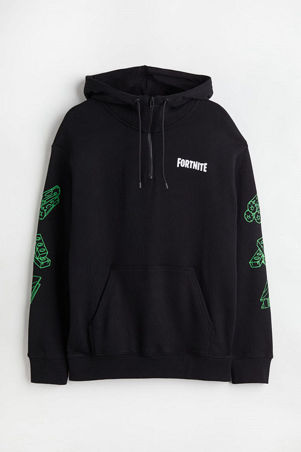 H&M Huvtröja med dragkedja Relaxed Fit svart
