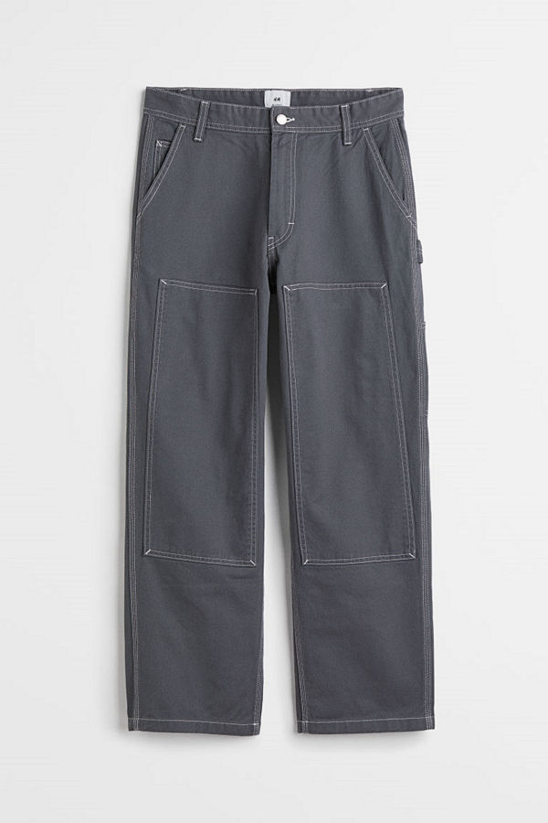 H&M Byxa i twill Relaxed Fit grå