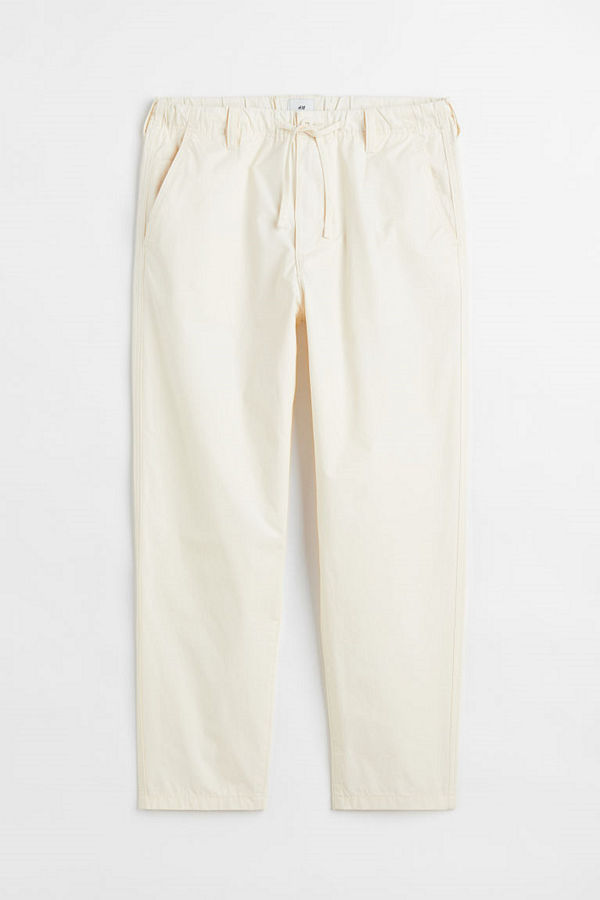 H&M Bomullsbyxa med dragsko Relaxed Fit vit