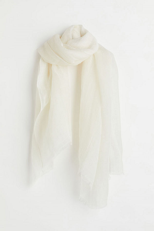 H&M Scarf i linne vit