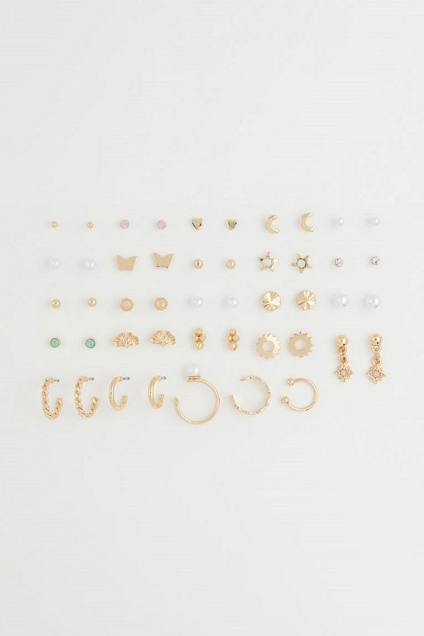H&M Örhängen studs och earcuffs vit
