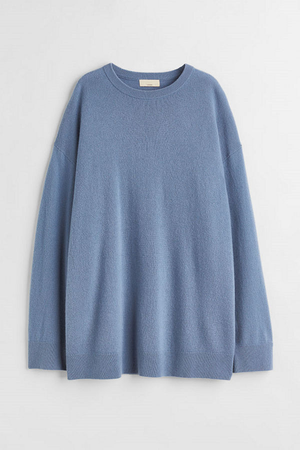 H&M Oversized tröja i kashmir blå
