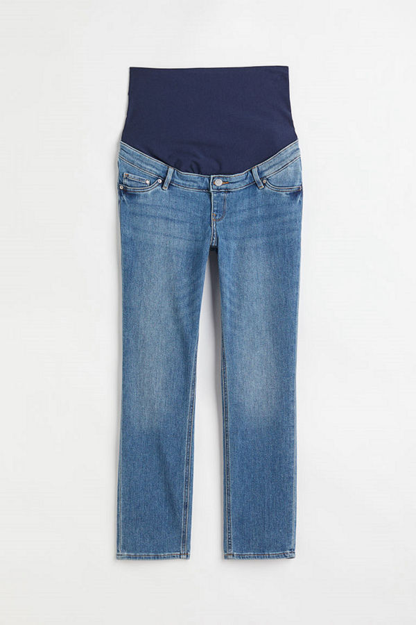 H&M MAMA Slim Straight High Ankle Jeans blå