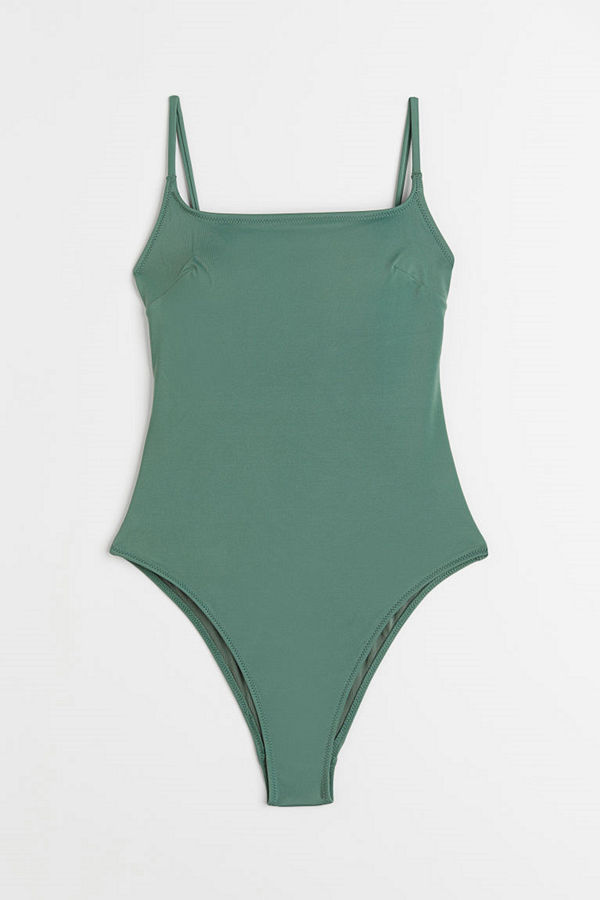 H&M High leg Swimsuit grön