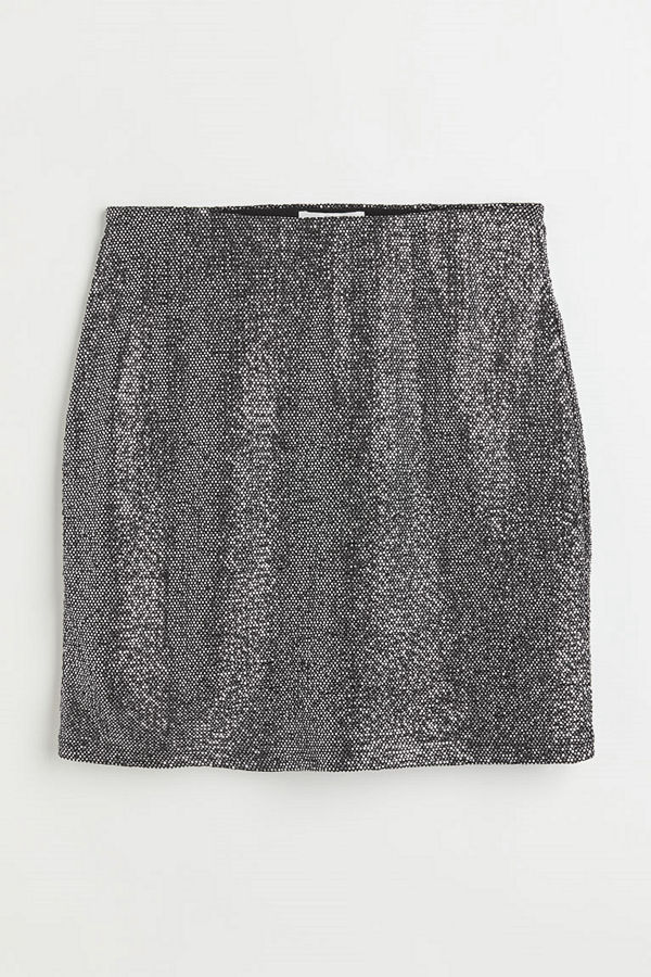 H&M Kort trikåkjol silver