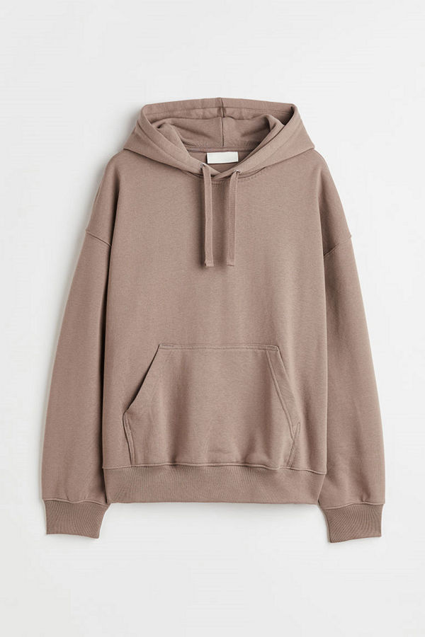 H&M Huvtröja i bomull Oversized Fit brun