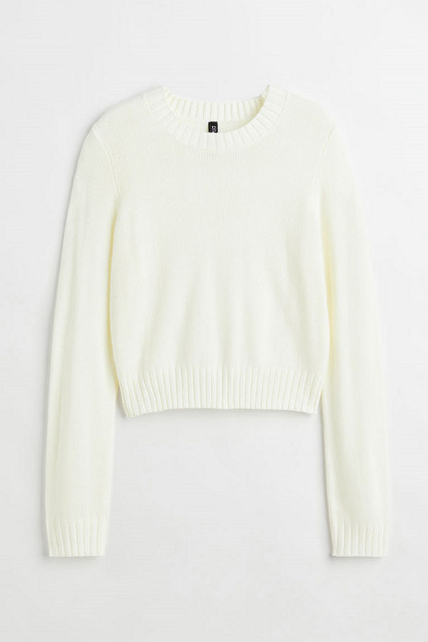 H&M Finstickad tröja vit