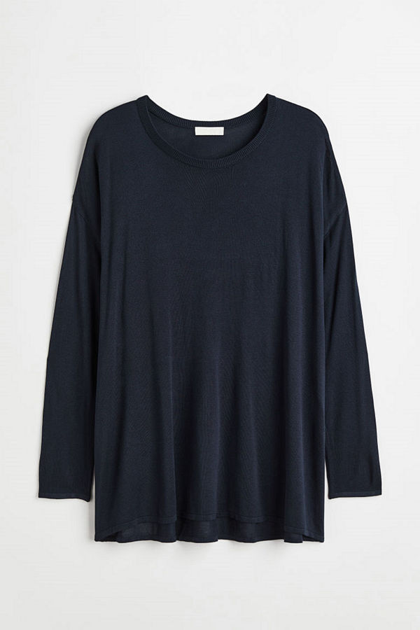H&M Finstickad tröja blå