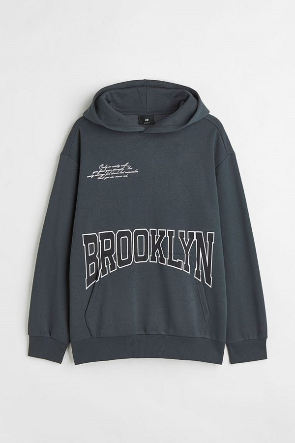 H&M Huvtröja Relaxed Fit grå