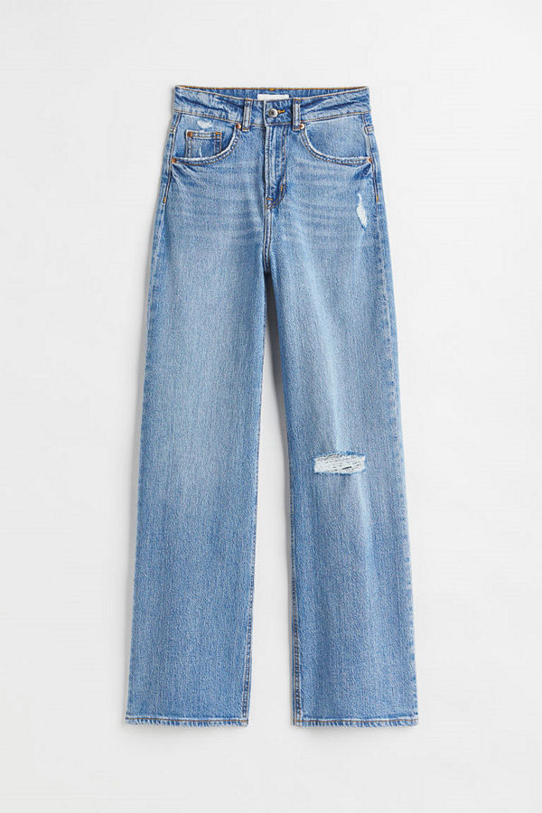 H&M Wide High Jeans blå