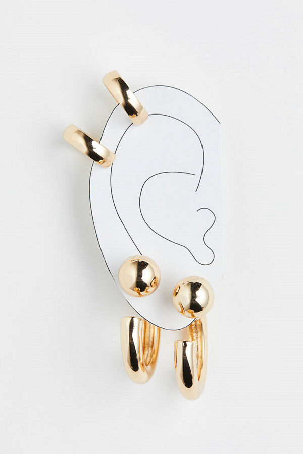 H&M 4-pack örhängen och earcuffs guld