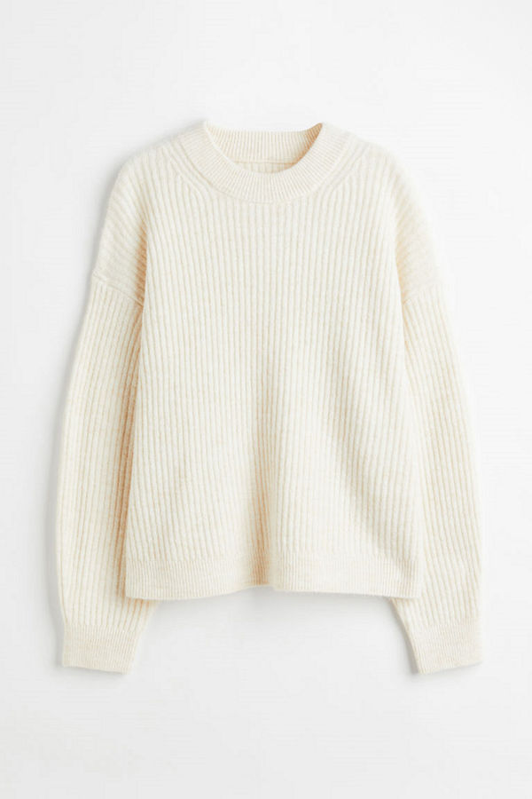 H&M Stickad tröja vit