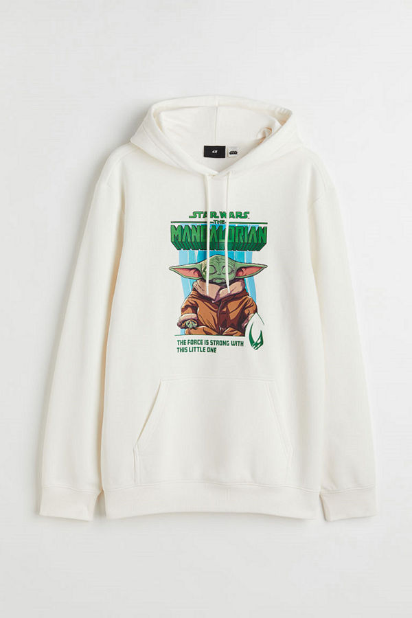 H&M Huvtröja med tryck vit