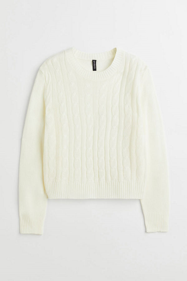 H&M Flätstickad tröja vit