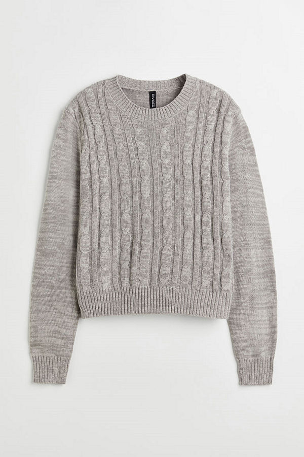 H&M Flätstickad tröja grå